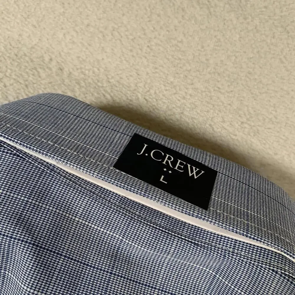 J Crew Shirt Men's Large Blue Slim Flex Wrinkle Free Micro Check Long Sleeve NEW
